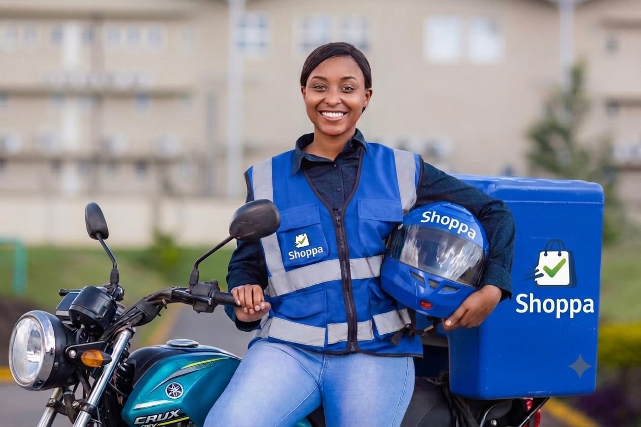Shoppa delivery partner ready to deliver an order in Kigali